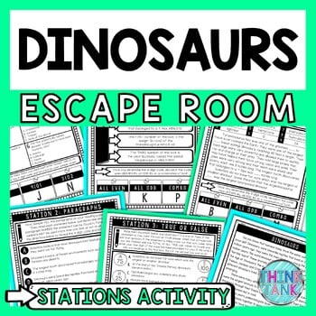 Dinosaurs Escape Room Stations - Reading Comprehension Activity