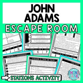 John Adams Escape Room Stations - Reading Comprehension Activity