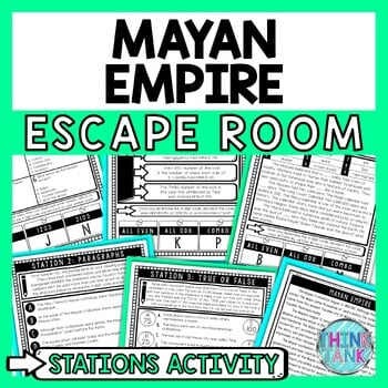 Mayan Civilization Escape Room Stations - Reading Comprehension Activity