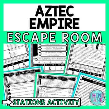 Aztec Civilization Escape Room Stations - Reading Comprehension Activity