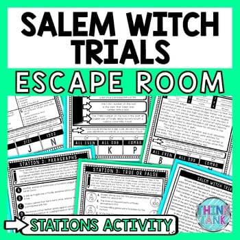 Salem Witch Trials Escape Room Stations - Reading Comprehension Activity