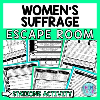 Women's Suffrage Escape Room Stations - Reading Comprehension Activity