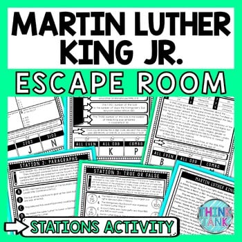 Martin Luther King Jr Escape Room Stations - Reading Comprehension Activity