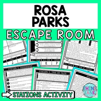 Rosa Parks Escape Room Stations - Reading Comprehension Activity - Civil Rights