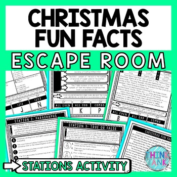 Christmas Fun Facts Escape Room Stations - Reading Comprehension Activity