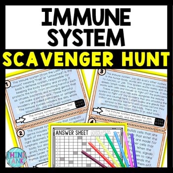 Immune System Scavenger Hunt Reading Comprehension Activity - Human Body