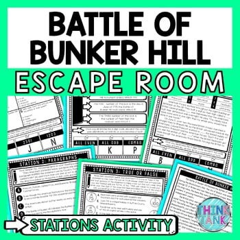 Battle of Bunker Hill Escape Room Stations - Reading Comprehension Activity