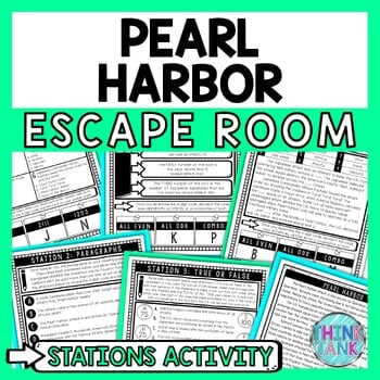 Pearl Harbor Escape Room Stations - Reading Comprehension Activity World War II