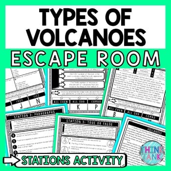 Volcanoes Escape Room Stations - Reading Comprehension Activity