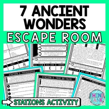 Ancient Wonders Escape Room Stations - Reading Comprehension Activity