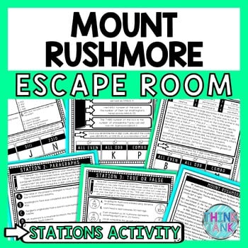 Mount Rushmore Escape Room Stations - Reading Comprehension Activity