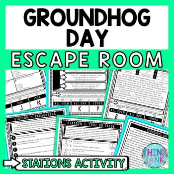 Groundhog Day Escape Room Stations - Reading Comprehension Activity - February