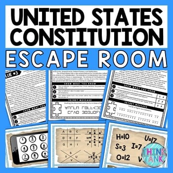 US Constitution ESCAPE ROOM - Reading Comprehension Activity