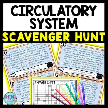 Circulatory System Scavenger Hunt Reading Comprehension Activity - Human Body