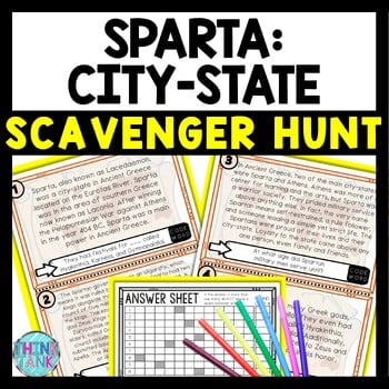 Sparta (Ancient Greece) Scavenger Hunt Reading Comprehension Activity