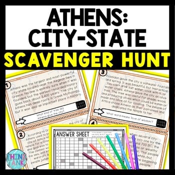 Athens (Ancient Greece) Scavenger Hunt Reading Comprehension Activity