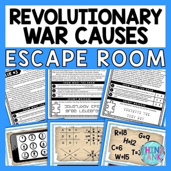 Revolutionary War Causes ESCAPE ROOM - Reading Comprehension Activity