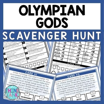 Olympian Gods Ancient Greece Scavenger Hunt - Reading Comprehension Activity