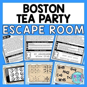 Boston Tea Party ESCAPE ROOM - Reading Comprehension Activity -Revolutionary War