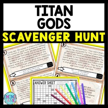 Titan Gods Greek Mythology Scavenger Hunt Reading Comprehension Activity