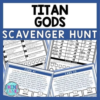 Titan Gods Greek Mythology Scavenger Hunt - Reading Comprehension Activity