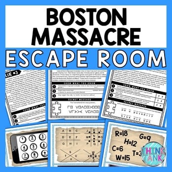 Boston Massacre ESCAPE ROOM - Reading Comprehension Activity - Revolutionary War