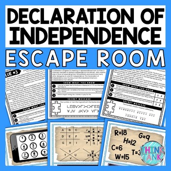 Declaration of Independence ESCAPE ROOM - Reading Comprehension Activity