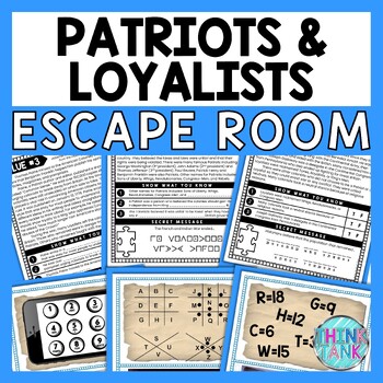 Patriots and Loyalists ESCAPE ROOM - Reading Comprehension Activity