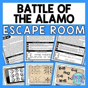 Battle of the Alamo ESCAPE ROOM - Reading Comprehension Activity - Texas History