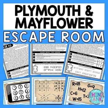 Plymouth Colony and Mayflower ESCAPE ROOM - Reading Comprehension Activity