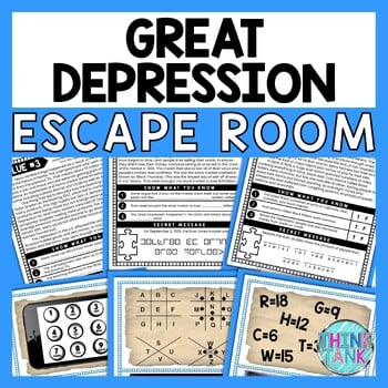 Great Depression ESCAPE ROOM - Reading Comprehension Activity