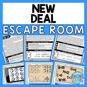 New Deal ESCAPE ROOM - Reading Comprehension Activity - Great Depression