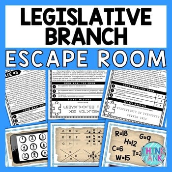 Legislative Branch ESCAPE ROOM - Reading Comprehension Activity