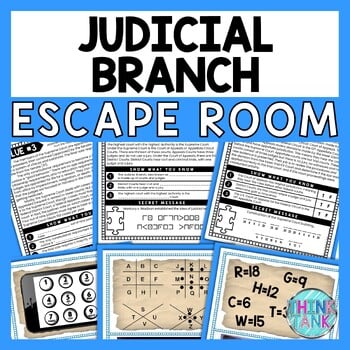 Judicial Branch ESCAPE ROOM - Reading Comprehension Activity
