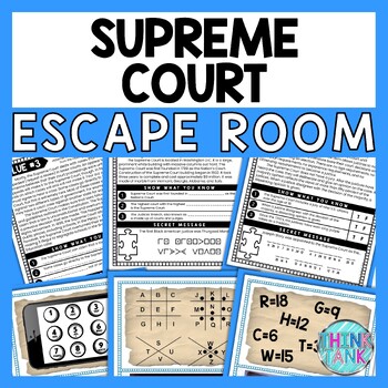 Supreme Court ESCAPE ROOM - Reading Comprehension Activity - Judicial Branch