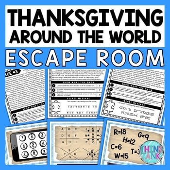 Thanksgiving Around the World ESCAPE ROOM - Reading Comprehension Activity