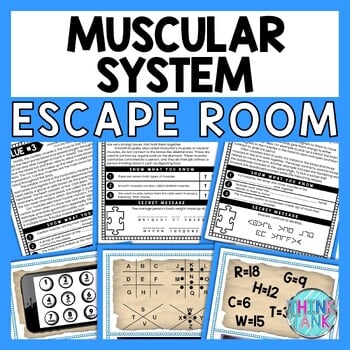 Muscular System ESCAPE ROOM - Reading Comprehension Activity - Human Body