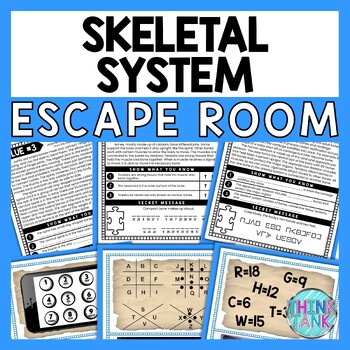 Skeletal System ESCAPE ROOM - Reading Comprehension Activity - Human Body