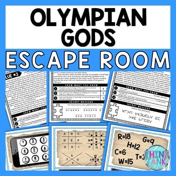 Olympian Gods ESCAPE ROOM - Reading Comprehension Activity - Ancient Greece