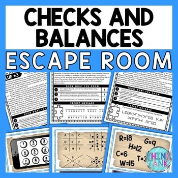 Checks and Balances ESCAPE ROOM - Reading Comprehension Activity - 3 Branches