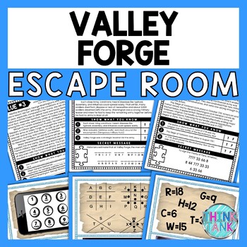 Valley Forge ESCAPE ROOM - Reading Comprehension Activity - Revolutionary War