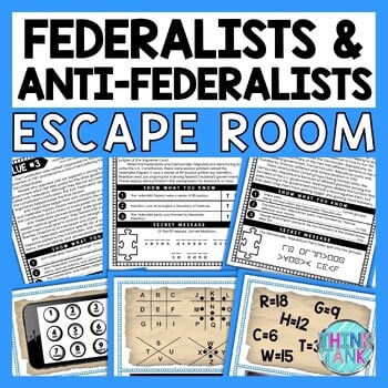 Federalists and Anti-Federalists ESCAPE ROOM - Reading Comprehension Activity