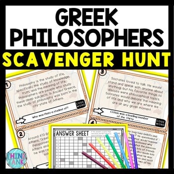 Greek Philosophers Scavenger Hunt Reading Comprehension Activity