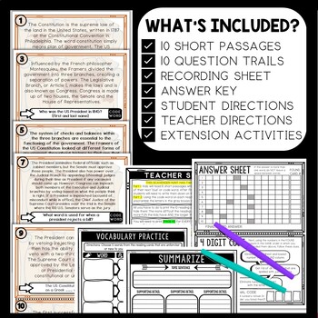 Checks and Balances Scavenger Hunt Reading Comprehension Activity - Image 2
