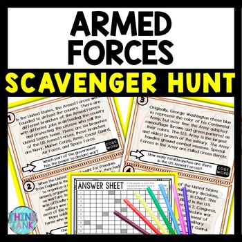 Armed Forces Scavenger Hunt Reading Comprehension Activity US Military