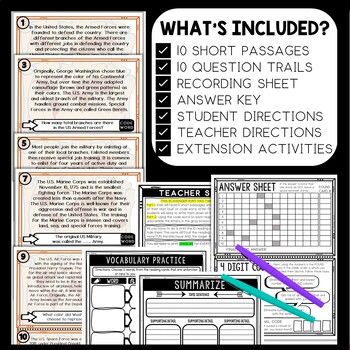 Armed Forces Scavenger Hunt Reading Comprehension Activity US Military - Image 2