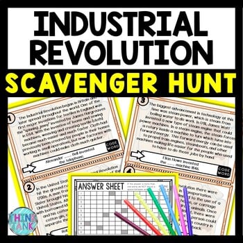Industrial Revolution Scavenger Hunt Reading Comprehension Activity