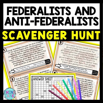 Federalists & Anti-Federalists Scavenger Hunt Reading Comprehension Activity