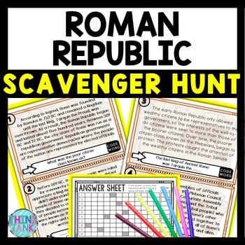 Roman Republic Scavenger Hunt Reading Comprehension Activity - Ancient Rome