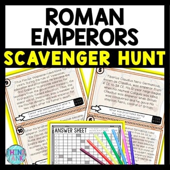 Roman Emperors Scavenger Hunt Reading Comprehension Activity - Ancient Rome